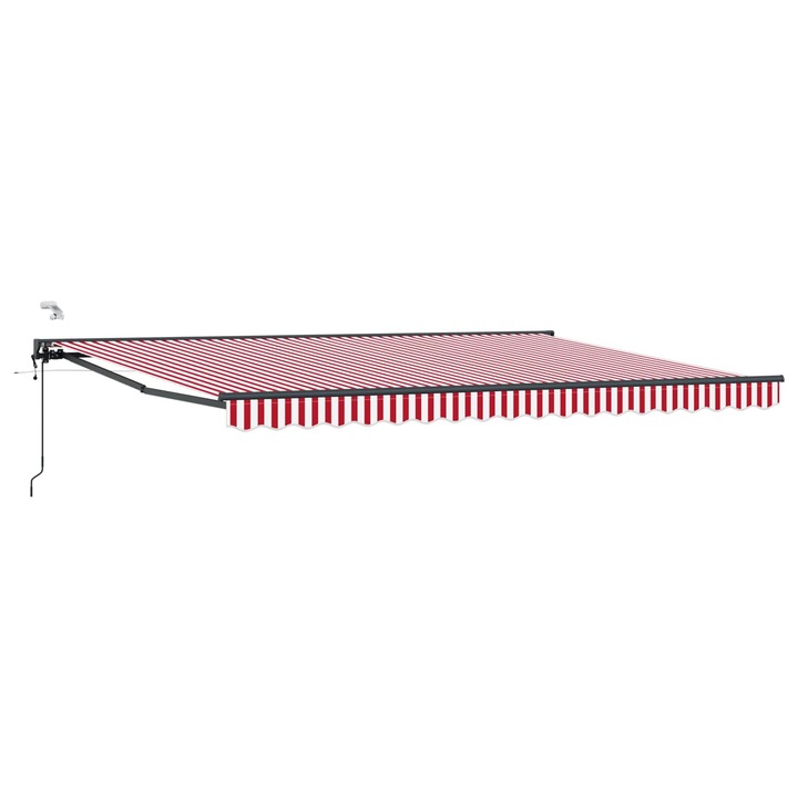 Cort electric retractabil vidaXL, Rosu, Alb, Antracit 5 × 3, 5 m