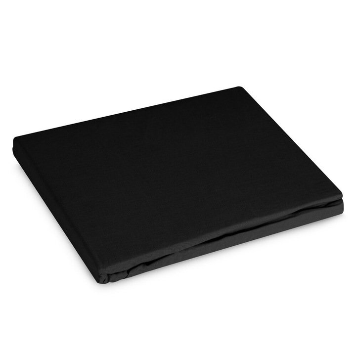 Cearceaf satinat cu elastic BASIC, Eurofirany, 220x200cm, negru