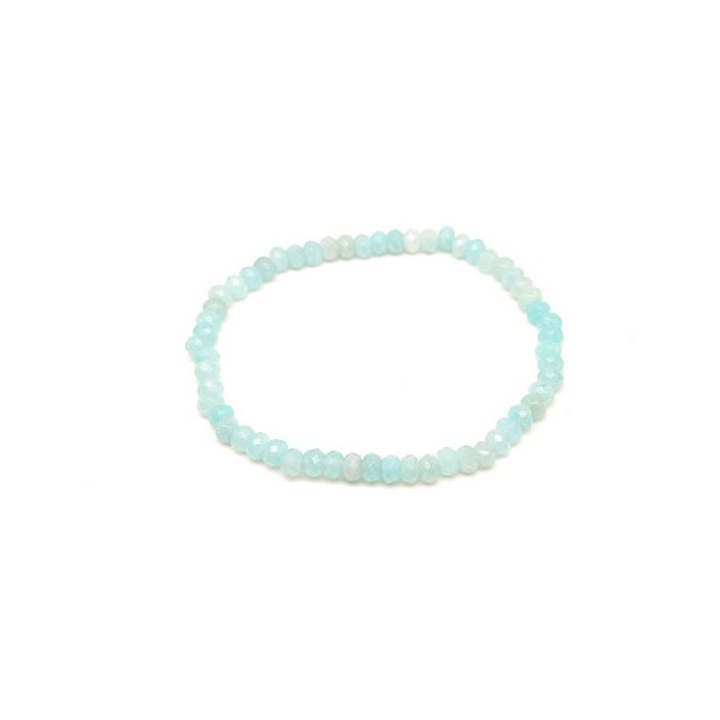 Achát fazettált színezett akvamarin kék korong karkötő 4×3 mm