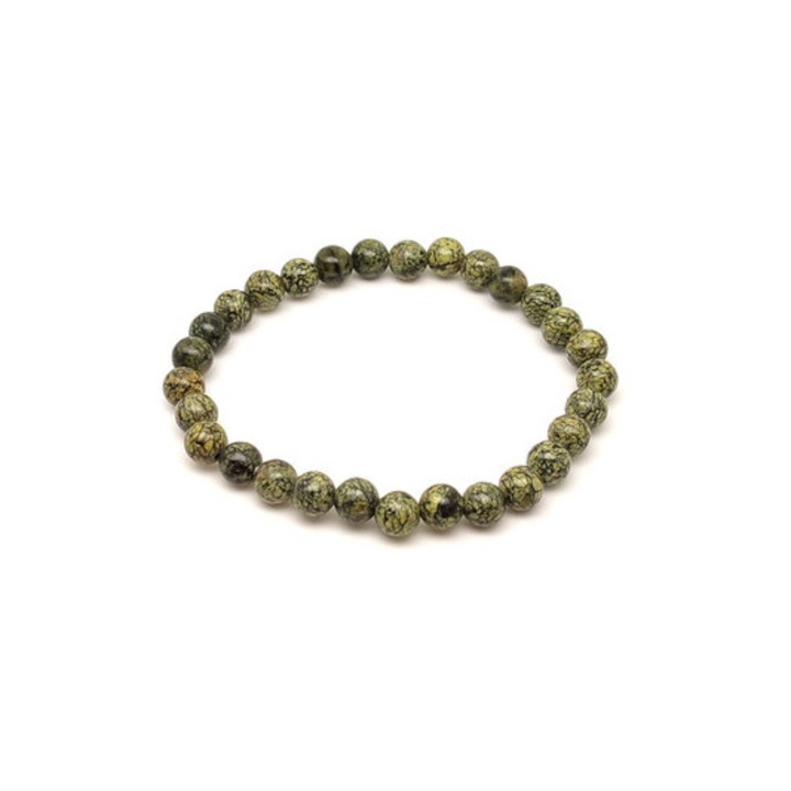 Szerpentin világos ásvány karkötő golyós 6mm