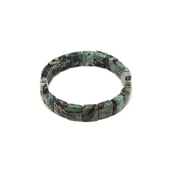 Türkiz afrikai fazettált téglalap karkötő 12x10mm