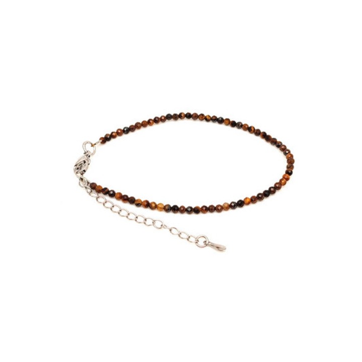 Tigrisszem kapcsos állítható fazettált golyó karkötő 2-2, 5 mm