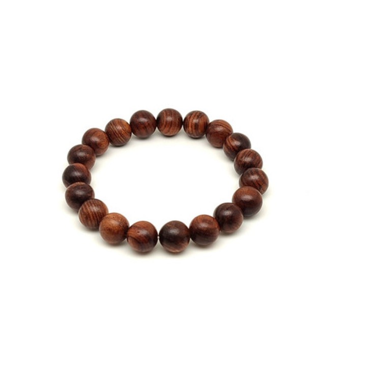 Barna fa golyó karkötő 10 mm