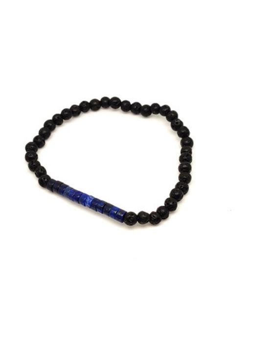 Bazalt lapis lazuli golyó korong karkötő 4-5 mm