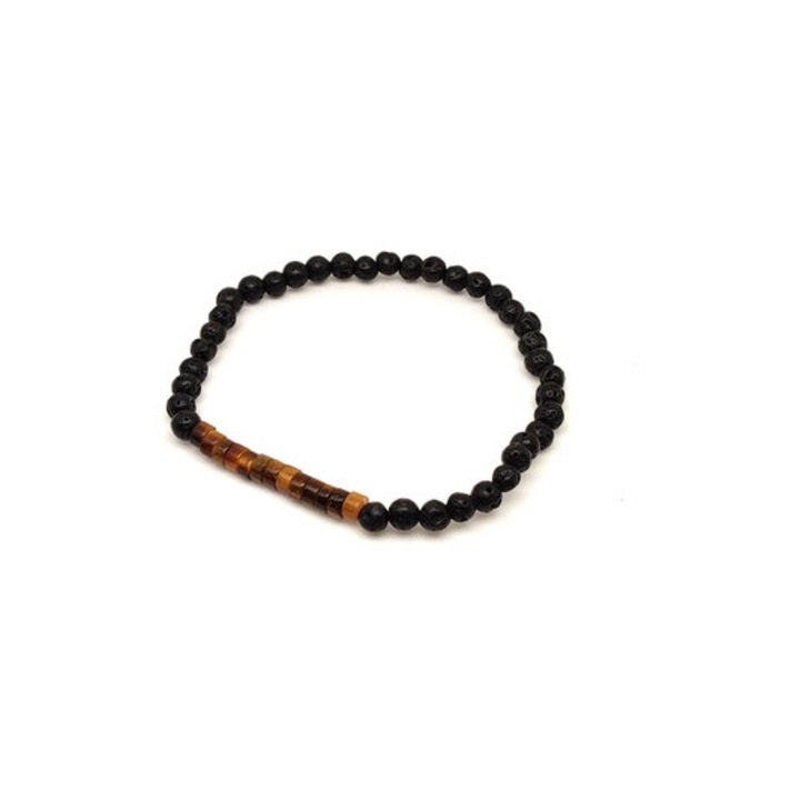 Bazalt tigrisszem golyó korong karkötő 4-5 mm