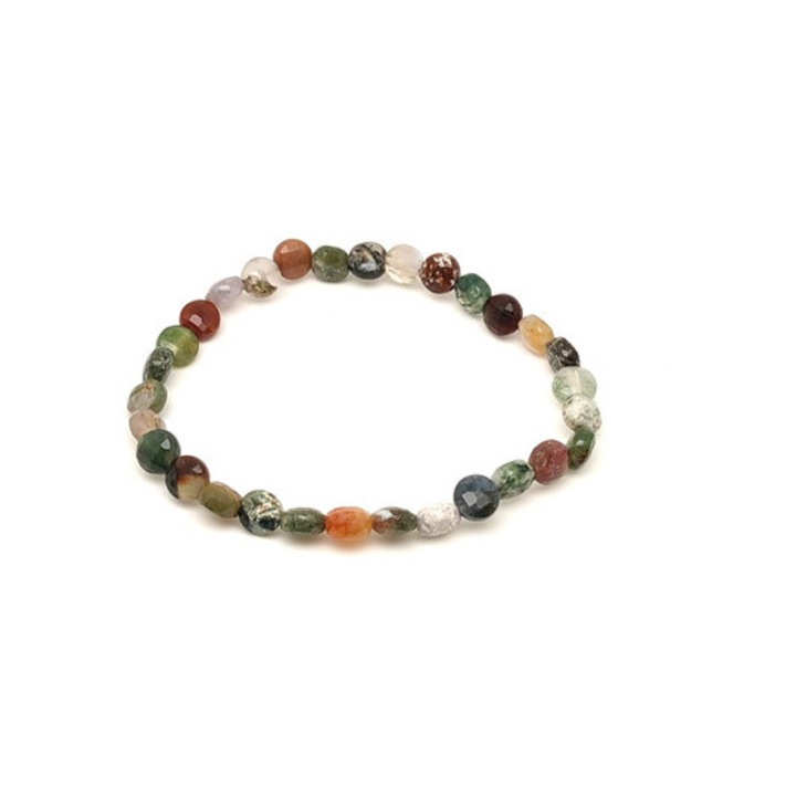 Indiai achát fazettált korong karkötő 6×4 mm