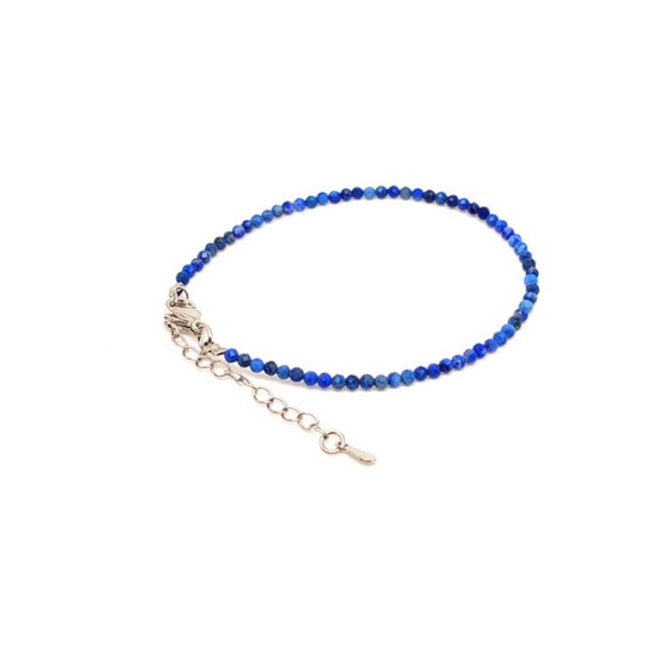 Fazettált lapis lazuli golyós ásvány karkötő állítható kapoccsal 2-2, 5mm