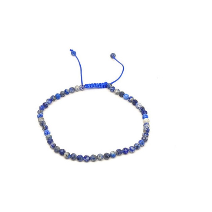 Fazettált lapis lazuli golyós ásvány karkötő csúszócsomóval 4-5mm