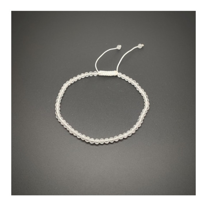 Fazettált hegyikristály golyós ásvány karkötő csúszócsomóval 4-5mm