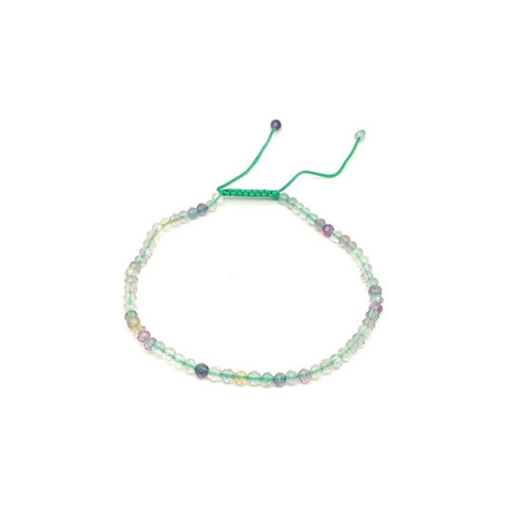 Fazettált fluorit golyós ásvány karkötő csúszócsomóval 4-5mm