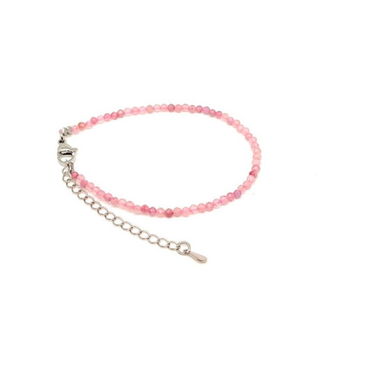 Fazettált eperkvarc golyós ásvány karkötő állítható kapoccsal 2-2, 5mm