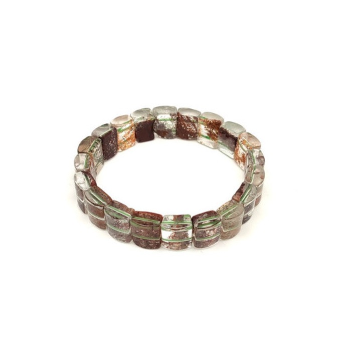 Tibeti kvarc téglalap ásvány karkötő 12×10mm