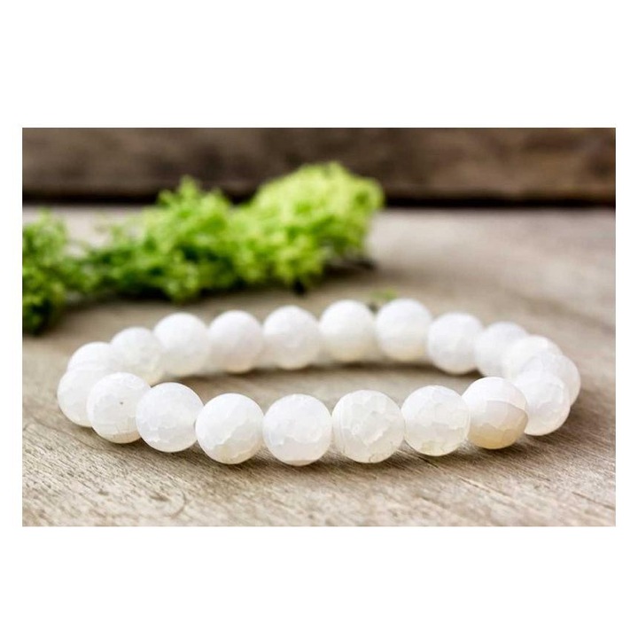 Fehér achát ásvány karkötő