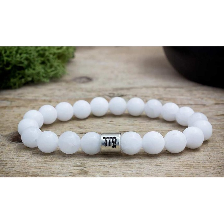Szűz horoszkópos tejkvarc karkötő