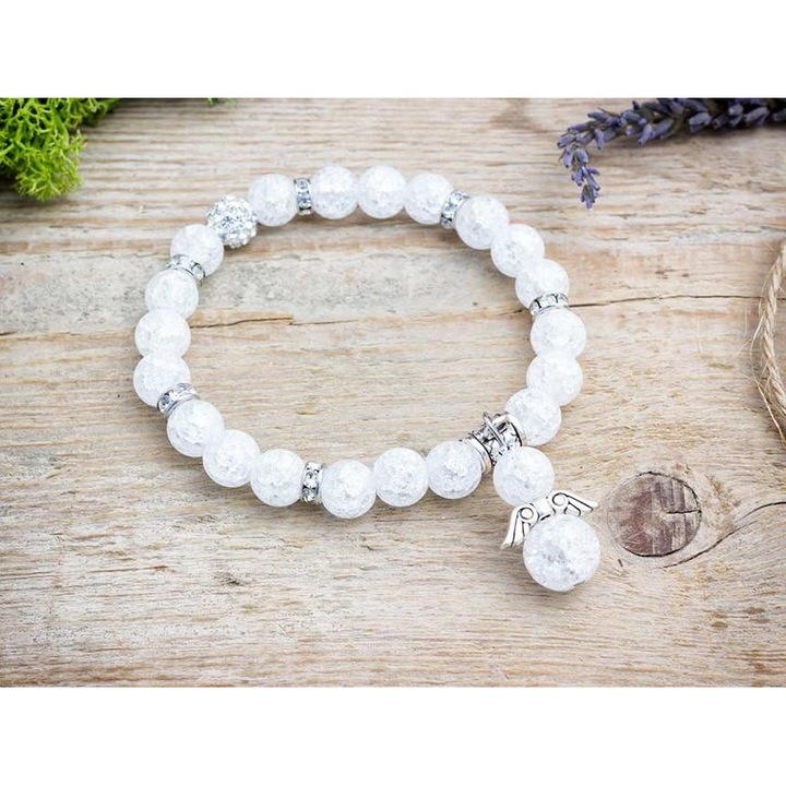 Angyal roppantott hegyikristály ásvány karkötő