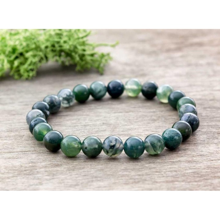 Moha foltos achát ásvány karkötő