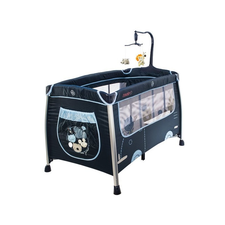 Patut bebe, Eurobaby, model Traveler, 2 in 1, cu prevazut cu schimbator, albastru, dimensiuni 117x69x81cm