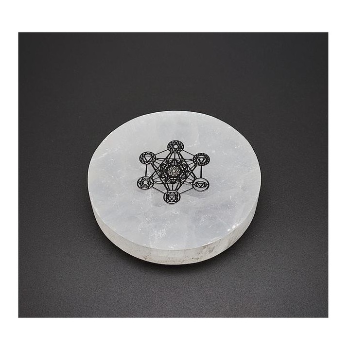 Szelenit korong metatron fekete matricás 6-7cm