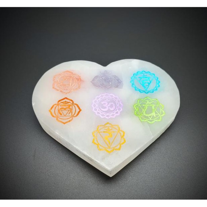Szelenit szív lapos színes csakra 10cm A