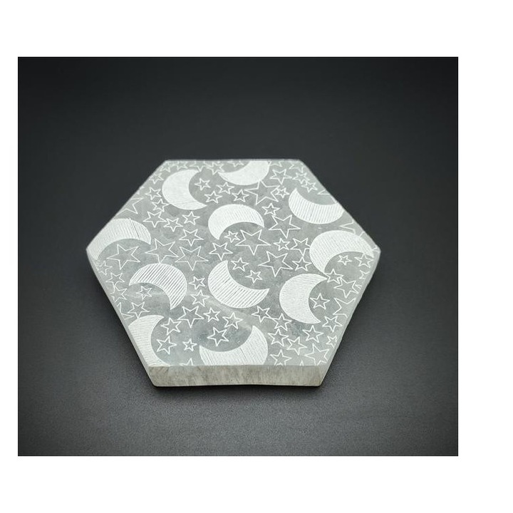 Szelenit hatszög lap hold csillag 10cm