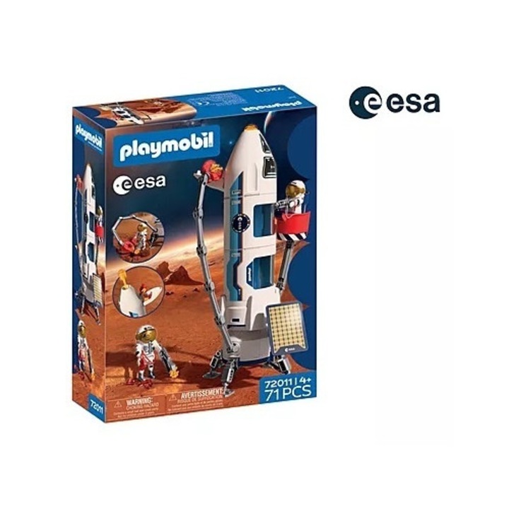 Комплект фигурки Playmobil, изследователска ракета ESA, 2 астронавта, многоцветен, модулни размери
