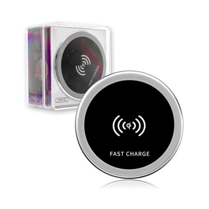 Incarcator wireless Spacetronik SPM-03 15W, aluminiu, 60mm, impermeabil