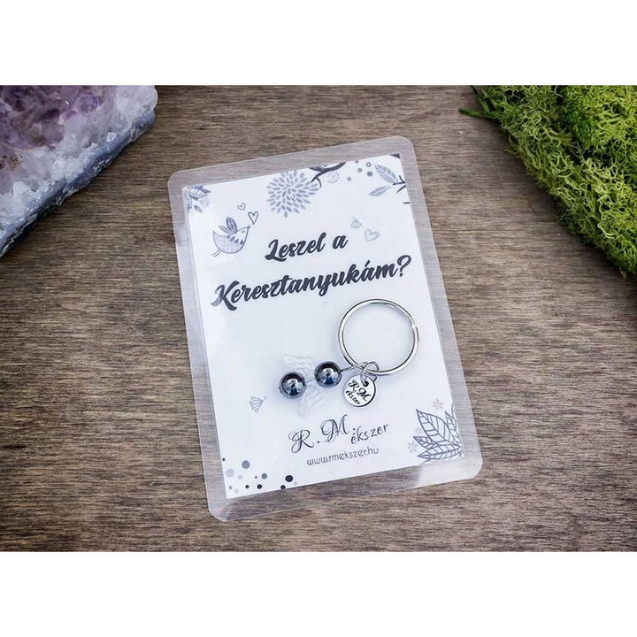 Leszel a Keresztanyukám kulcstartó hematittal