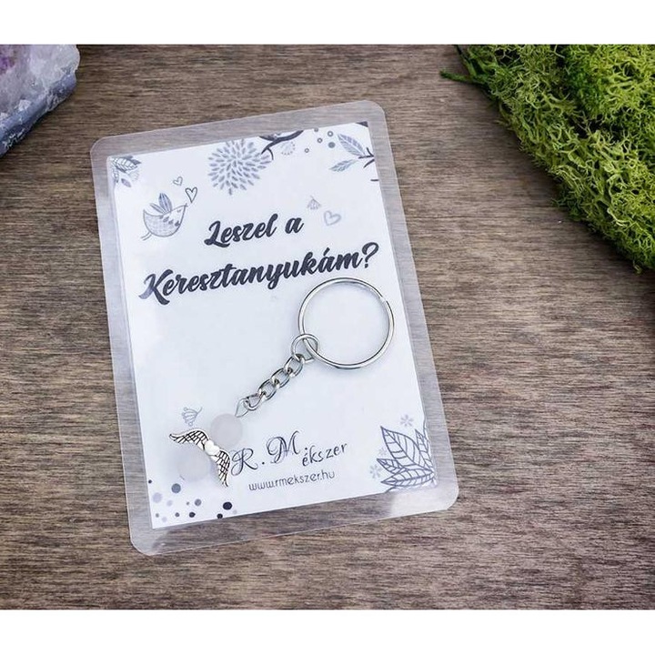 Leszel a Keresztanyukám kulcstartó rózsakvarccal