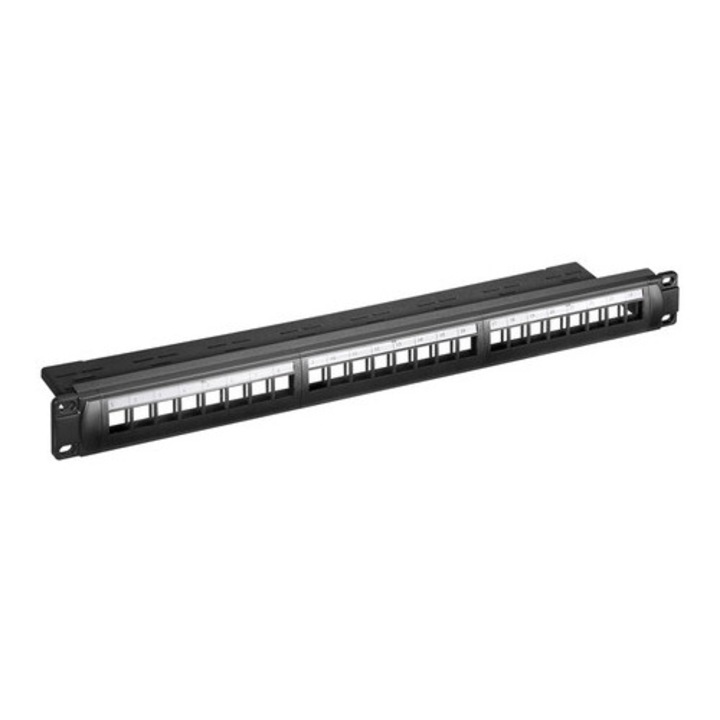 Panel Rack 19" pentru 24 module Keystone Snap-In, UTP/STP, cu suruburi de montaj