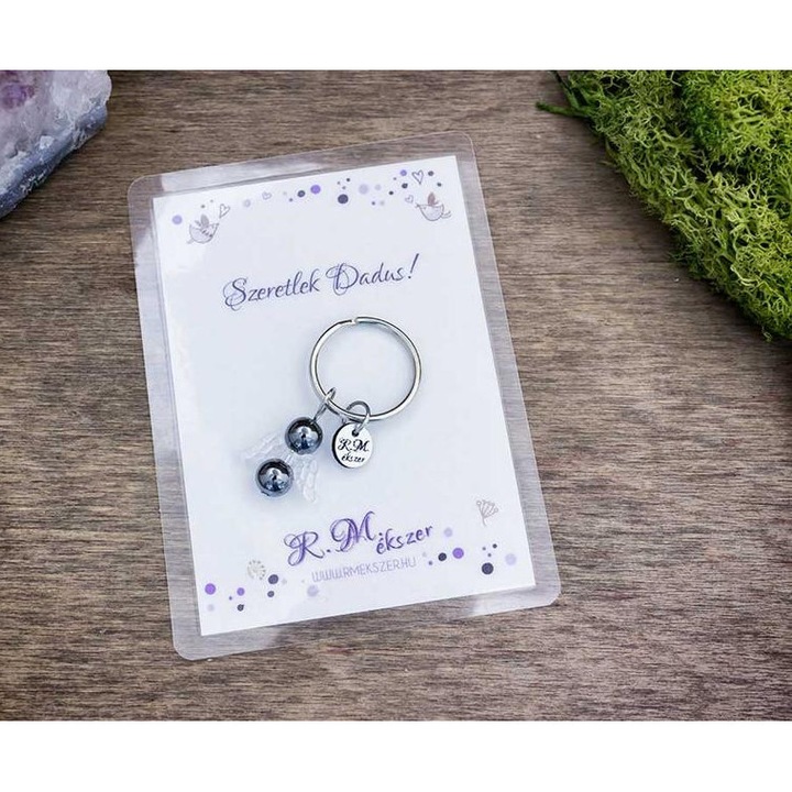 Szeretlek Dadus kulcstartó hematittal