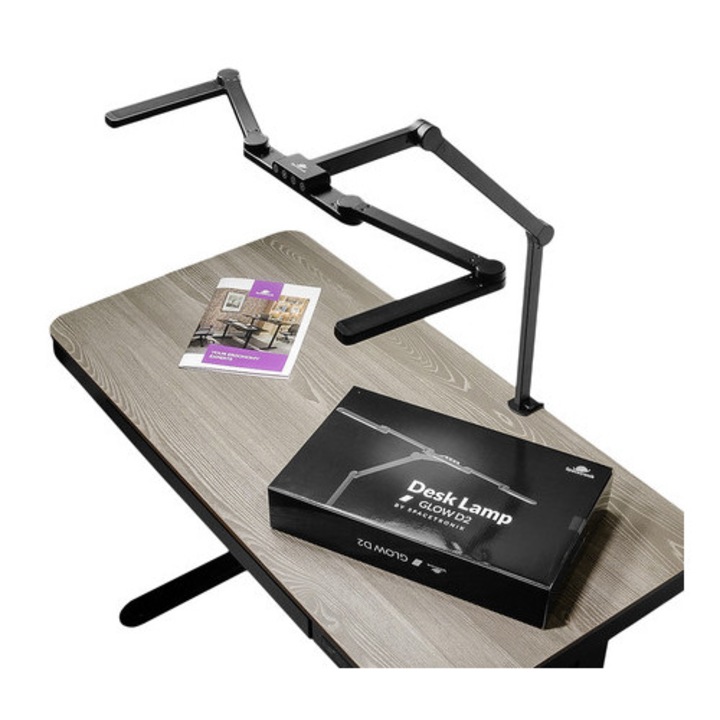 Spacetronik Glow D2 LED asztali lámpa, fekete, 5 fényerősségi fokozat, asztali rögzítés