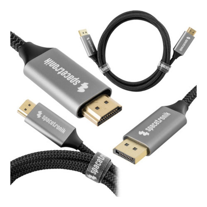 DisplayPort – HDMI 4K 60Hz kábel Spacetronik, 5m, fekete