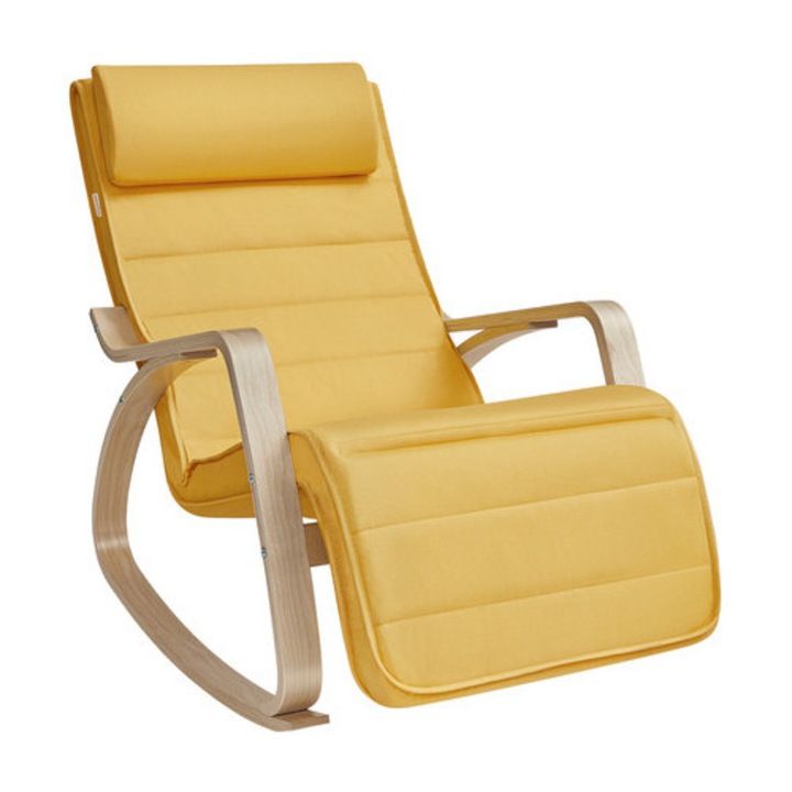 Люлеещ се стол Spacetronik SPC-RIVA-01, жълт, 84x55x121,5см, 5 позиции за регулиране, с подвижна поставка за крака