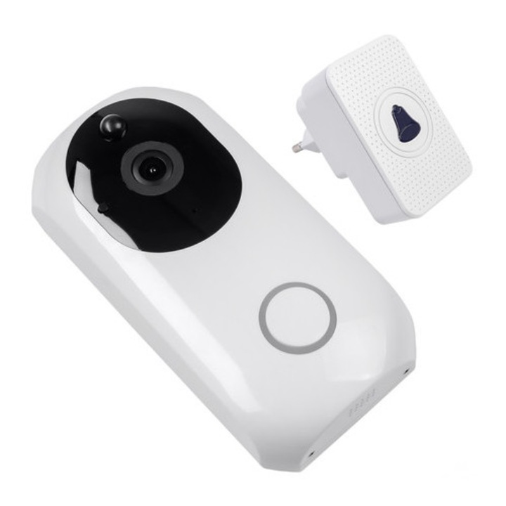 Sonerie electrica cu camera Wi-Fi Spacetronik SL-DB10, Full HD, Night Vision, 55 melodii, 300m