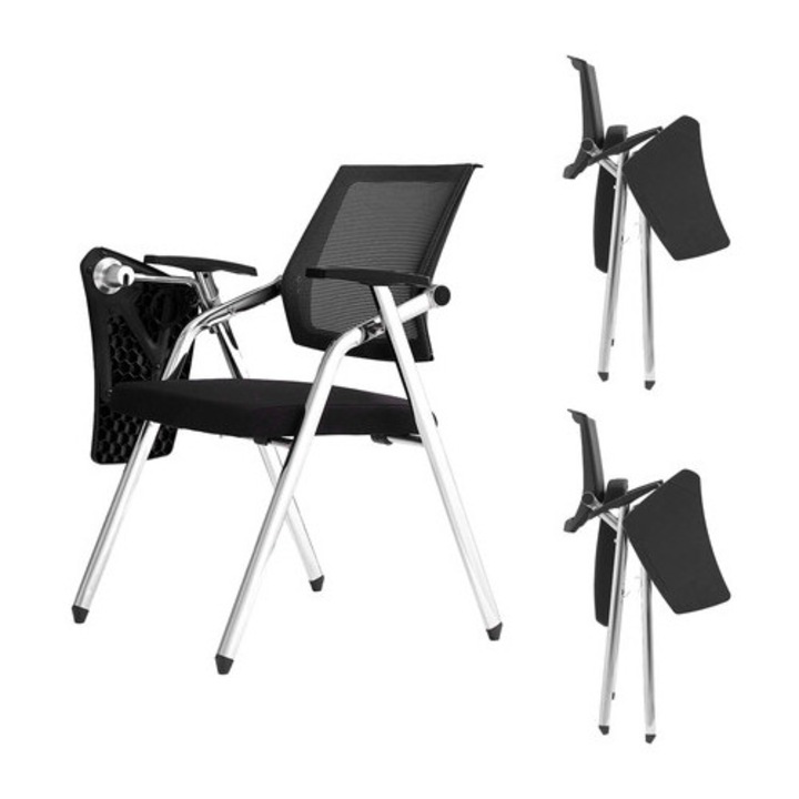 Офис стол Spacetronik MOLY 20, комплект 3 броя, черен, 88x60x56см