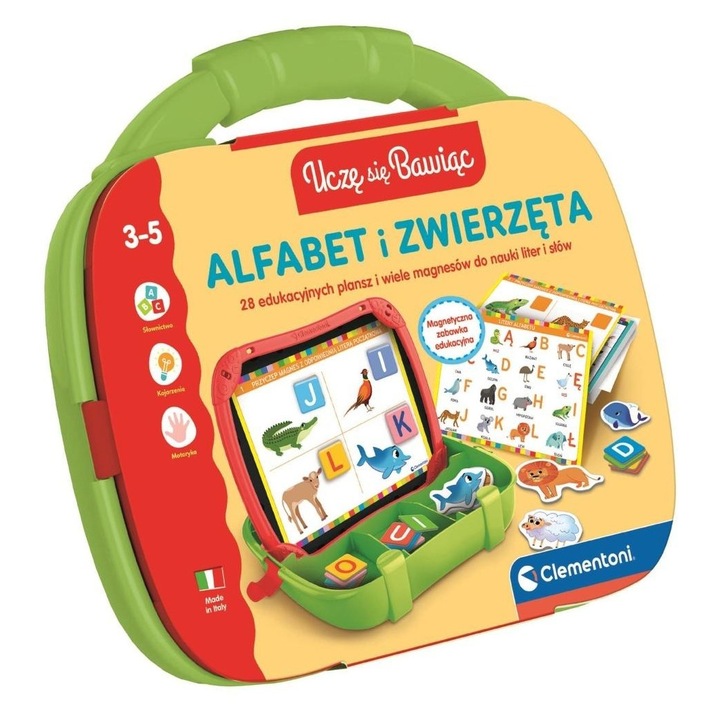 Clemntoni Set Jocuri Educative Magnetice Alfabet si Animale, Multicolor, 30x20cm