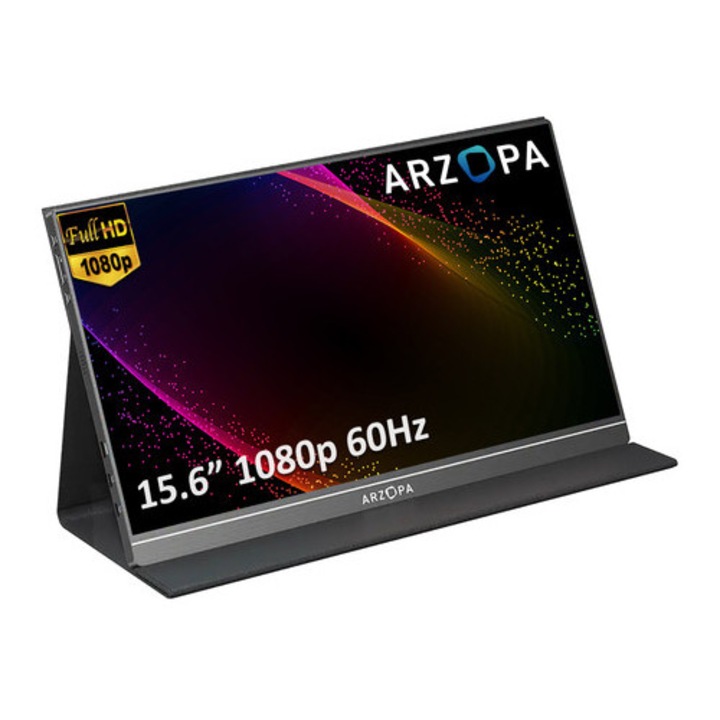 Monitor portabil Arzopa S1 Table, 15.6" Full HD, 2x USB-C, mini HDMI, argintiu, 7.6mm