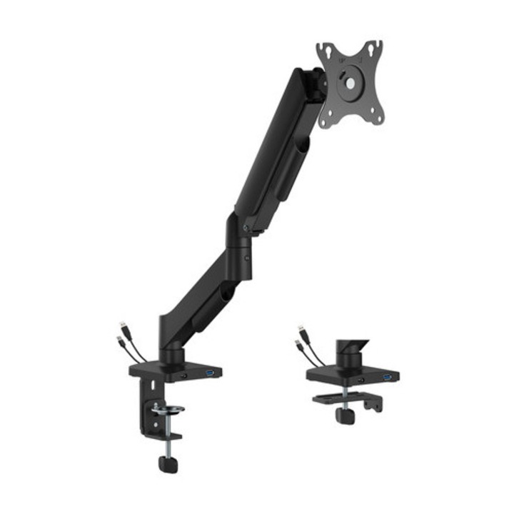 Spacetronik SPAG112 monitor asztali tartó, 17-32", 2-9 kg, matt fekete, USB-A és USB-C portokkal