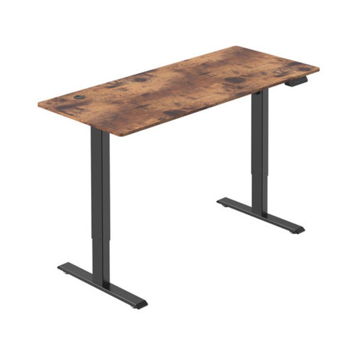 Birou electric reglabil Spacetronik Moris SPE-O120, 140x70cm, 70kg, culoare maro rustic, inaltime 720-1140mm