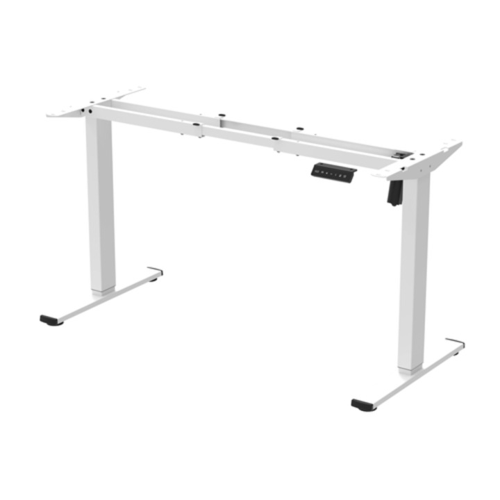 Stelaj birou electric Spacetronik SPE-124W, alb, inaltime reglabila 71-116 cm, capacitate 70 kg, cu controler si incarcator USB