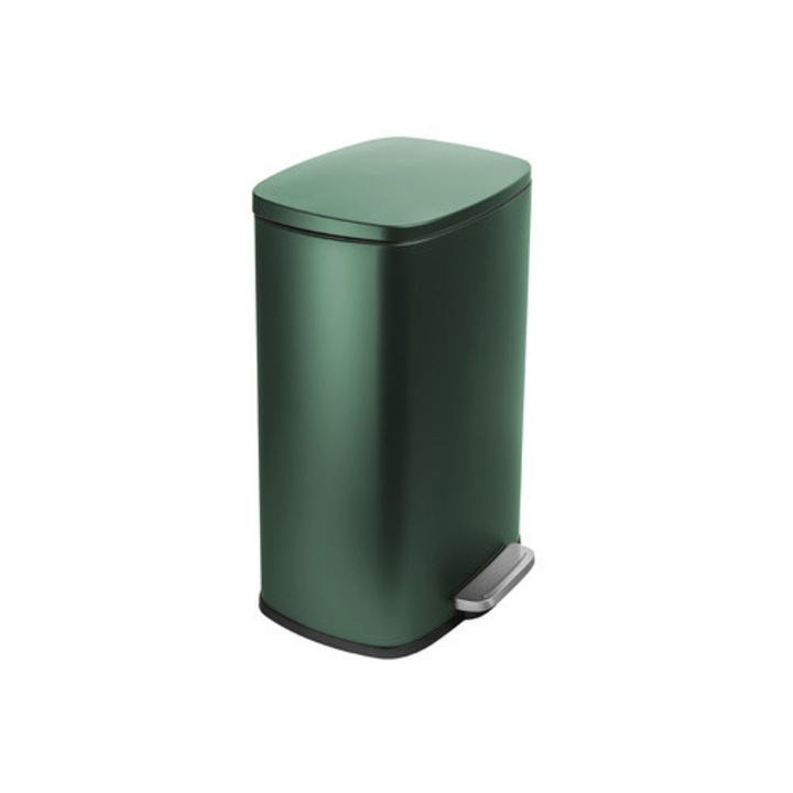 Cos de gunoi Spacetronik, 50L, verde mat cu finisaj din otel, 1 compartiment