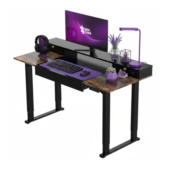 Birou electric SPACETRONIK SPE-F121, negru, dimensiuni 120x60cm