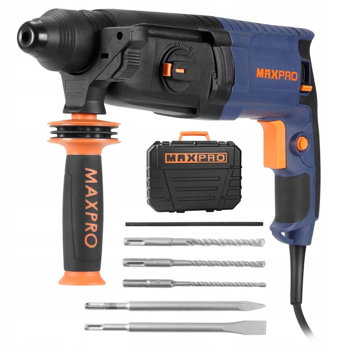 Ударна бормашина Max-Pro MPRH800/26VP, 4 функции, 800W, 26мм бетон, пълен комплект