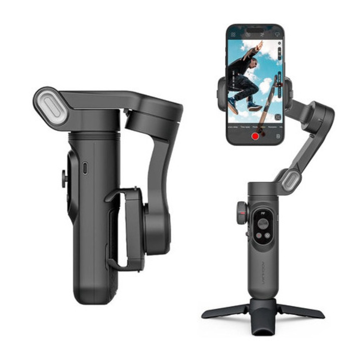Selfie bot 3 az 1-ben Apexel APL-D6, stabilizátor, telefontartó, Bluetooth, 220°-os szög, 58x105mm