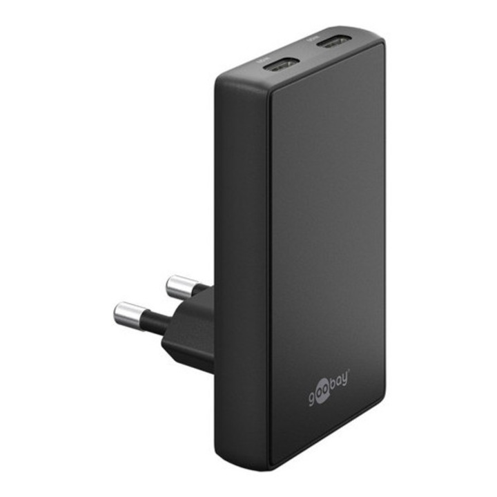 Incarcator telefon Goobay 65W 2x USB-C PD, negru