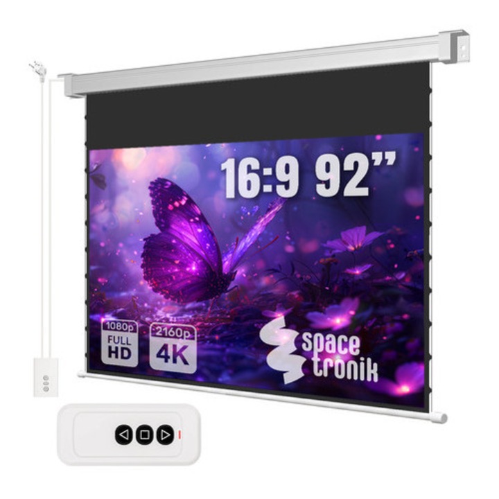 Ecran de proiectie SPACETRONIK 92" 16:9, tip napinabil, culoare alba