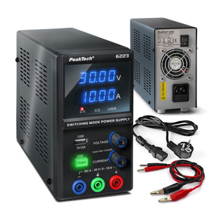 Zasilacz laboratoryjny DC 0-30V 10A PeakTech