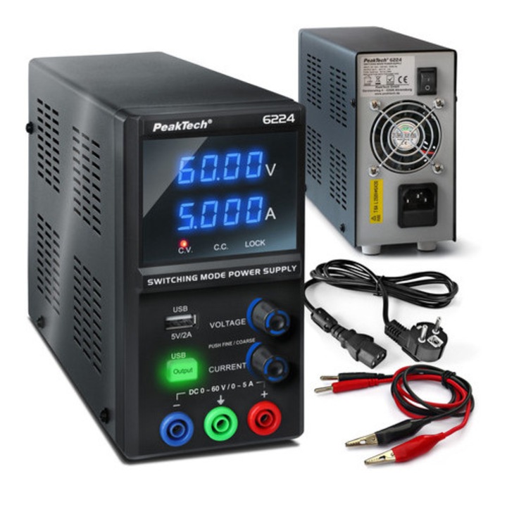 Zasilator laborator DC 0-60V 5A PeakTech