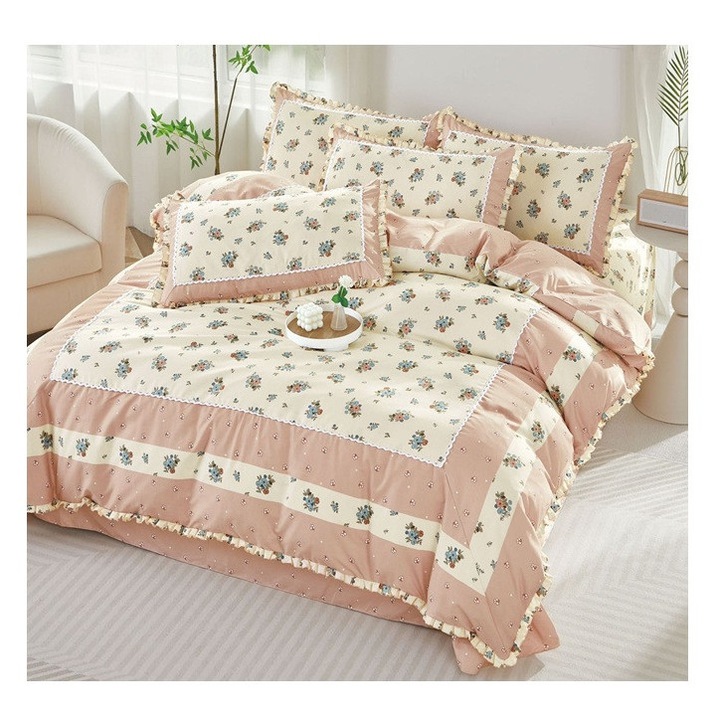 Set complet lenjerie finet 4 piese cu volanase – Confort sporit si design modern VL32