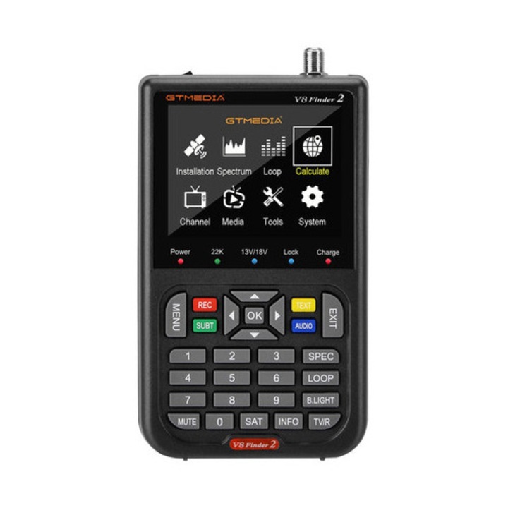 Masurator satelit GTMEDIA FreeSAT V8 Finder 2, 3,5 inch, DVB-S/S2/S2X, negru